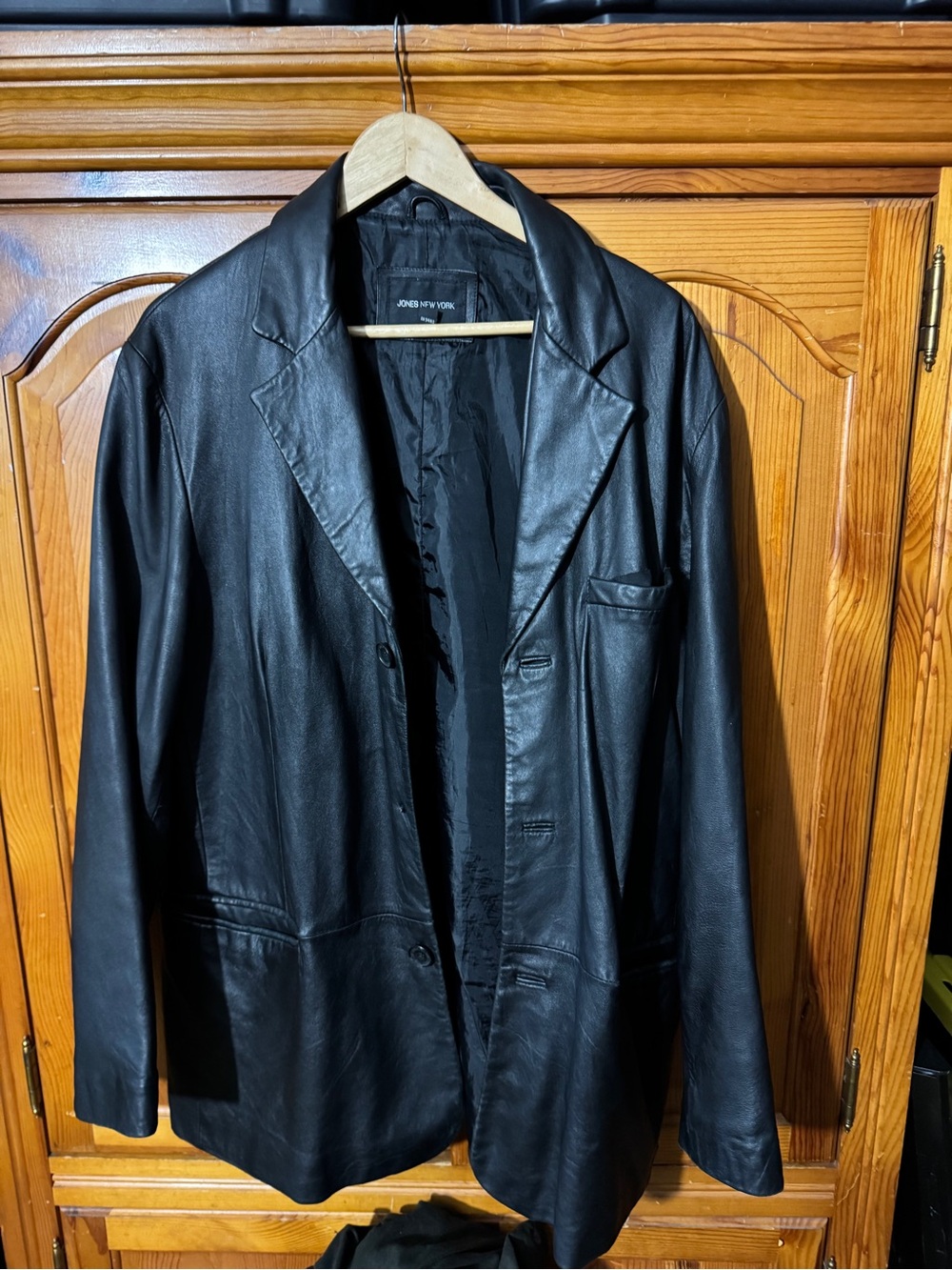Jones New York Black Leather Blazer